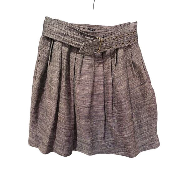 3.1 Phillip Lim Belted Linen Mini Skirt Gray Size 8 - Picture 1 of 5